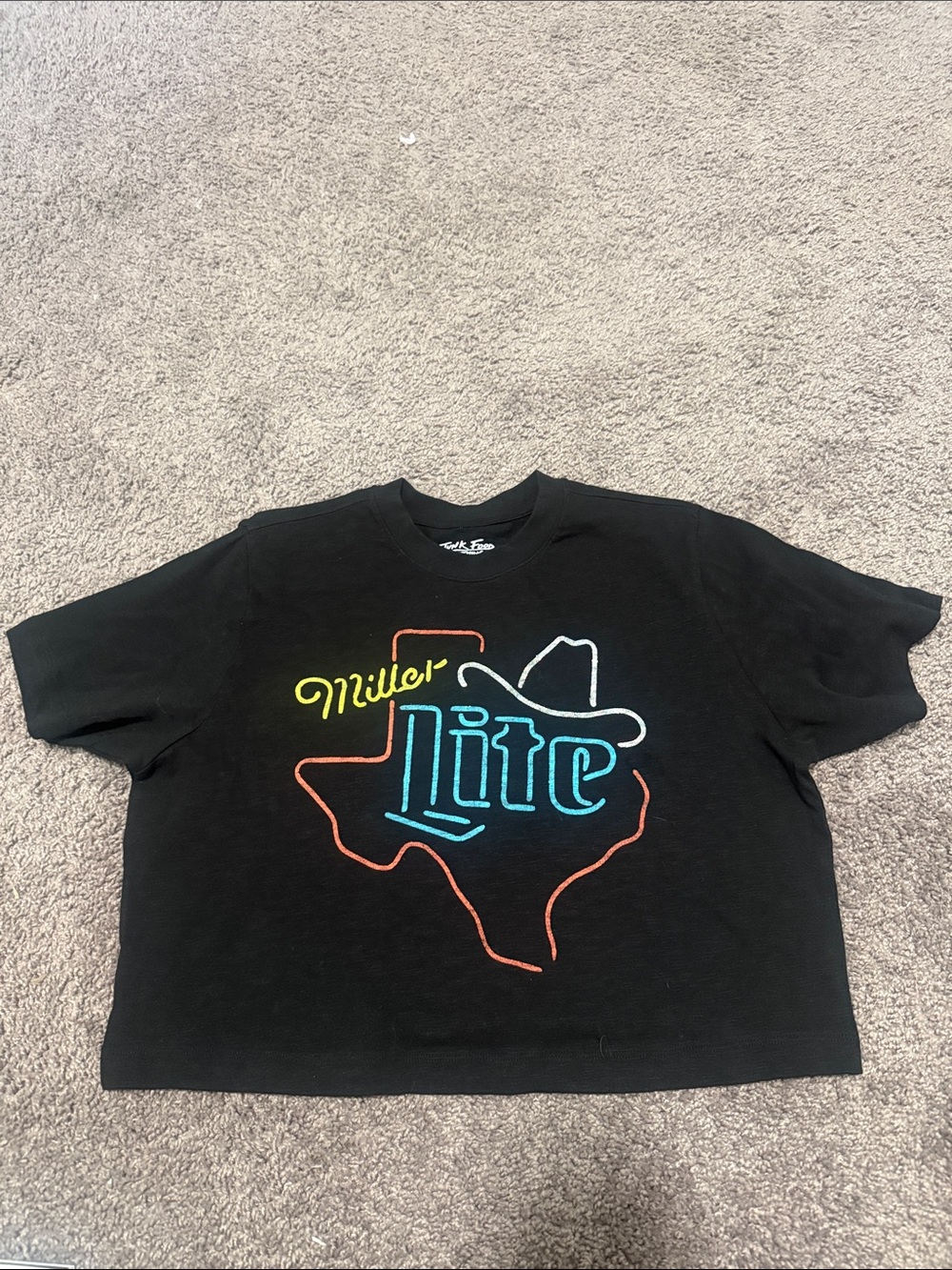 Junk Food Clothing Black Miller Lite Texas Neon Graphic Tee